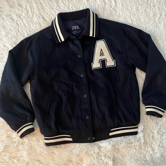 Zara Jackets & Blazers - Zara Navy “A” Varsity Jacket
